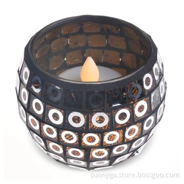 Decorated Glass Candle Holder Crafts with 80mm Top Diameter and 65mm Height